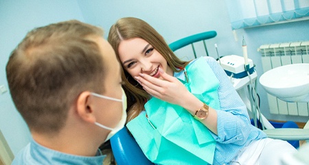 girl in dental chair after I V sedation dentistry visit